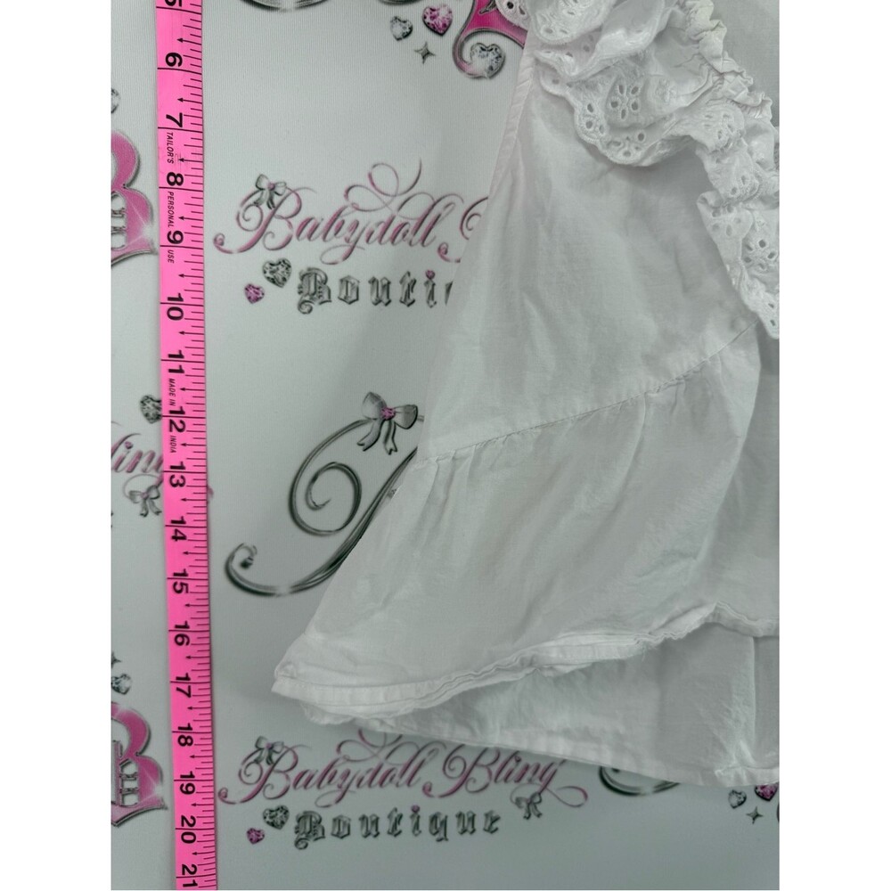 Divided tank top Lacie style White Eyelet Ruffle V-Neck Sleeveless Top - Picture 3 of 9